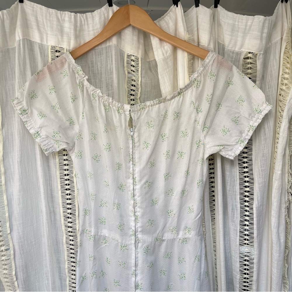 Vintage 60’s/70's Prairie White Cottagecore Short Sleeve Ruffle Maxi Dress XS/S - Picture 5 of 11